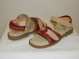 New Adorable Jumping Jacks Red Tan Leather Tatum Velcro Sandals
