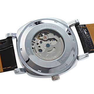 USD $ 18.69   Mens PU Analog Mechanical Casual Watch (White),