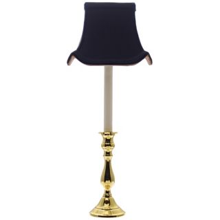 Polished Brass Black Shade Candlestick Buffet Lamp   #J8947