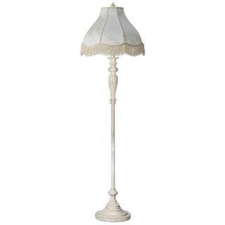 Cream Scallop Shabby Chic Antique White Floor Lamp with Fringe   #X2730 28195