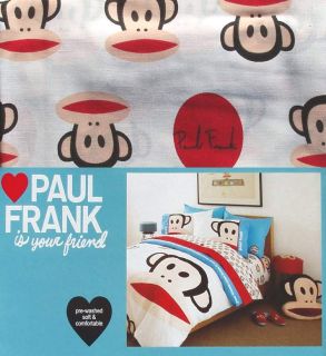 Paul Frank Julius Friends Monkey Red White Blue 3pc Twin Sheets