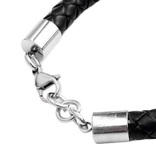 USD $ 5.79   Mens Titanium Steel Leather Woven Bracelet,