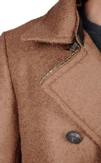 Just Cavalli Wool Double Breasted Coat Peacoat with Detachable Collar