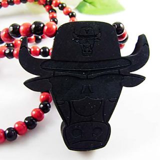 USD $ 5.89   Bull Head Pattern Wooden Necklace,