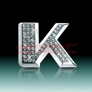 Crystal Letter K Chrome 3D Car Emblem, , High Quality