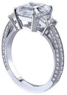 29 Ct Asscher Cut Genuine Diamond Engagement Wedding Ring 14k White