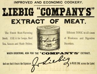 1889 Ad Liebig Extract Meat Tonic Soup Food Substitute   ORIGINAL