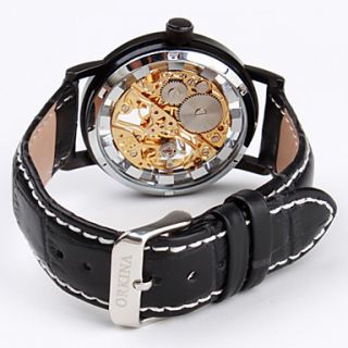 USD $ 21.99   Mens Hollow PU Leather Automatic Analog Wrist Watch