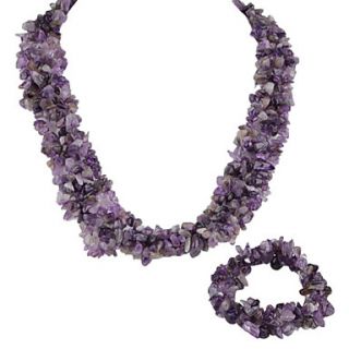 USD $ 8.39   Layered Czech Stone Necklace And Bracelet Suit for Women