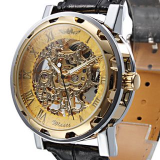 EUR € 13.79   unisex pu analog mekanisk fashionable ur (guld