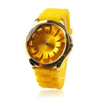 USD $ 5.79   Fashionable Quartz Wrist Watch with Yellow Silicone Band