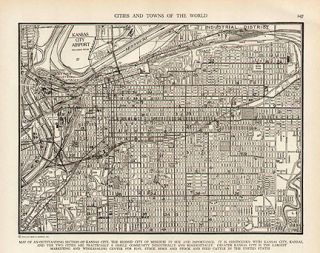 Kansas City MO Missouri WW2 Vintage Map Authentic 1941