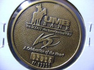 Kansas City Sesquicentennial UMB Bank 02015 of 17750 Medal 38mm Bronze