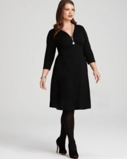 Karen Kane New V Neck 3 4 Sleeve Faux Wrap Top Little Black Dress Plus