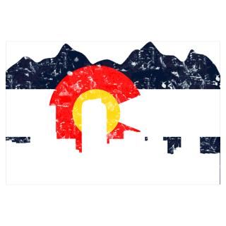 Wall Art  Posters  Denver, Colorado Flag Distressed