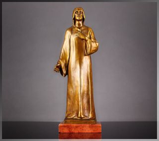Antique Hans Muller 1920s VIENNA BRONZE Jesus SCULPTURE, Gilded Bronze