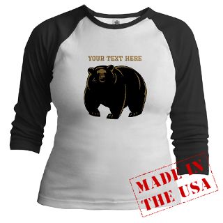 Animal Gifts  Animal Long Sleeve Ts  Big Bear with Custom Text