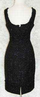 Maggy London Black Shimmer Metallic Tweed Dress 10 Fitted Sheath Tank