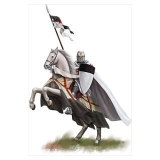 Wall Art  Posters  Templar on rearing horse Poster