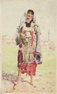 Antique Postcard c1924 Serbian Peasant Girl by Paul Kaspar