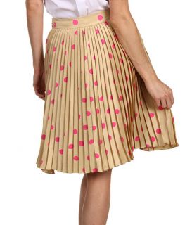 Kate Spade New York Melody Skirt Pleated Polka Dot Silk Beige Pink 10