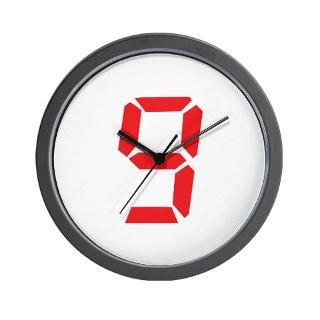 nine red alarm clock number Wall Clock for $18.00