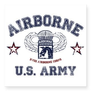 Army Airborne Square Sticker 3 x 3  Army Airborne  Military