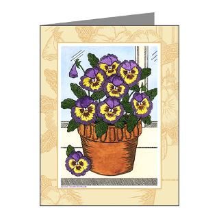 Gifts  Floral Note Cards  Potted Pansies Note Cards (Pk of 10
