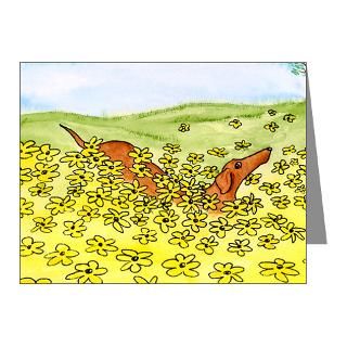  Art Note Cards  Spring Flowers Dachshund Note Cards (Pk of 10