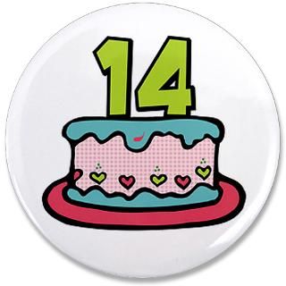 14 Gifts  14 Buttons  14th Birthday Cake 3.5 Button