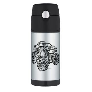 Gifts  Car Drinkware  Monster Truck Pink Thermos Bottle (12 oz