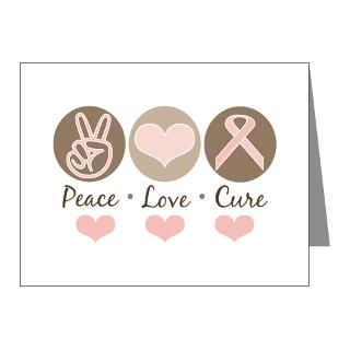 Boobs Note Cards  Peace Love Cure Pink Ribbon Note Cards (Pk of 20