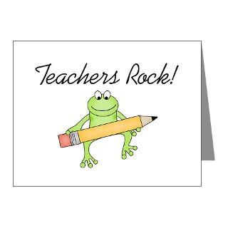 Cute Teacher Note Cards  Frog Teachers Rock Note Cards (Pk of 20