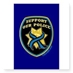 Thin Blue Line Support Police Rectangle Square Sticker 3 x 3