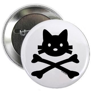 Cat Crossbones Buttons  Kitty Crossbones by Rotem Gear 2.25 Button