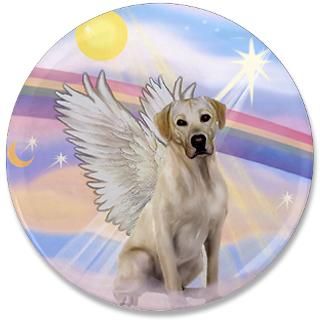 Dog Art Gifts  Dog Art Buttons  Yellow Labrador Angel 3.5 Button
