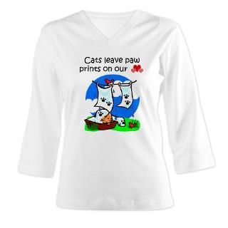 Cats Leave Paw Prints Junior Jersey T shirt (dark)