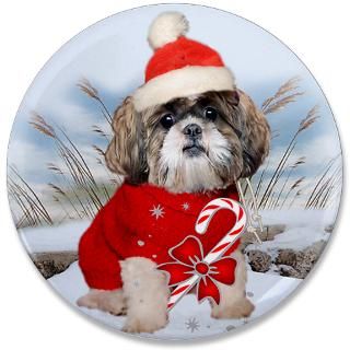 Candy Cane Gifts  Candy Cane Buttons  Shih Tzu Santa Paws 3.5