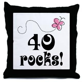 Cute 40 Rocks 40th Birthday Throw Pillow