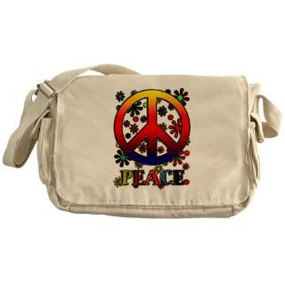 Retro Peace Sign & Flowers Messenger Bag for $37.50