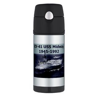 cv 41 uss midway funtainer thermos bottle 12 oz