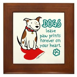 dogs leave paw prints framed tile $ 10 49