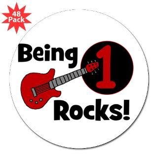 Being 1 Rocks Guitar 3 Lapel Sticker (48 pk