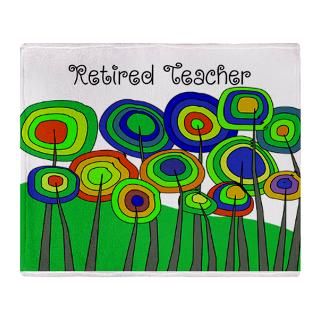 Retired Teacher Whimsical trees Blanket BLUE.PNG S for $59.50