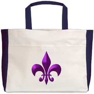 NOLA Purple Metallic Fleur Beach Tote