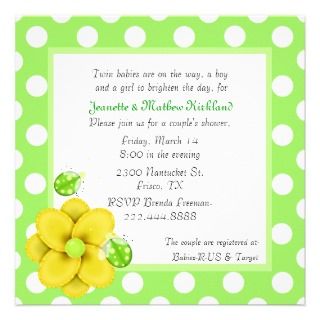Green Couples Twins Baby Shower Invitation