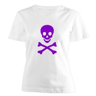 purple skull x bones women s v neck t shirt $ 17 77