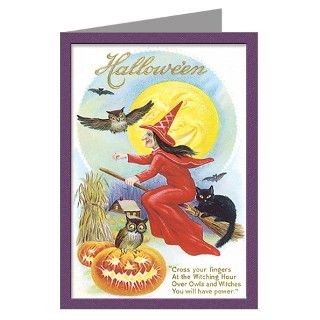 Cat Gifts  Cat Greeting Cards  Halloween Witch Cards (10 pk)