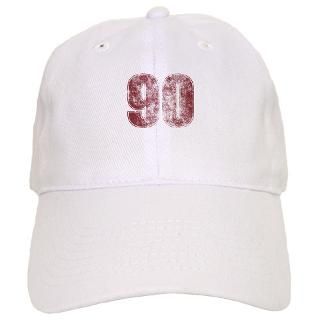 90 Gifts  90 Hats & Caps  90th Birthday Red Grunge Baseball Cap