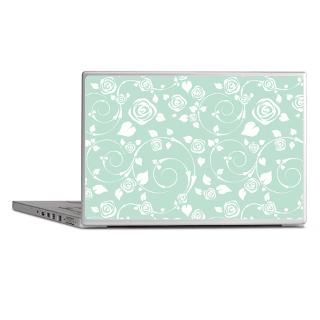 Country Gifts  Country Laptop Skins  Green and White Rose Scroll